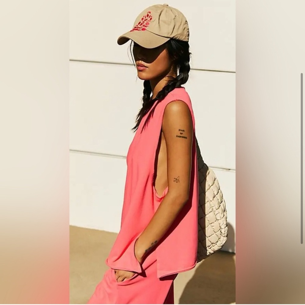 Sleeveless Coral Pink Relaxed Top & Pants Set - Women NWT Xsmall💓 - Picture 3 of 4